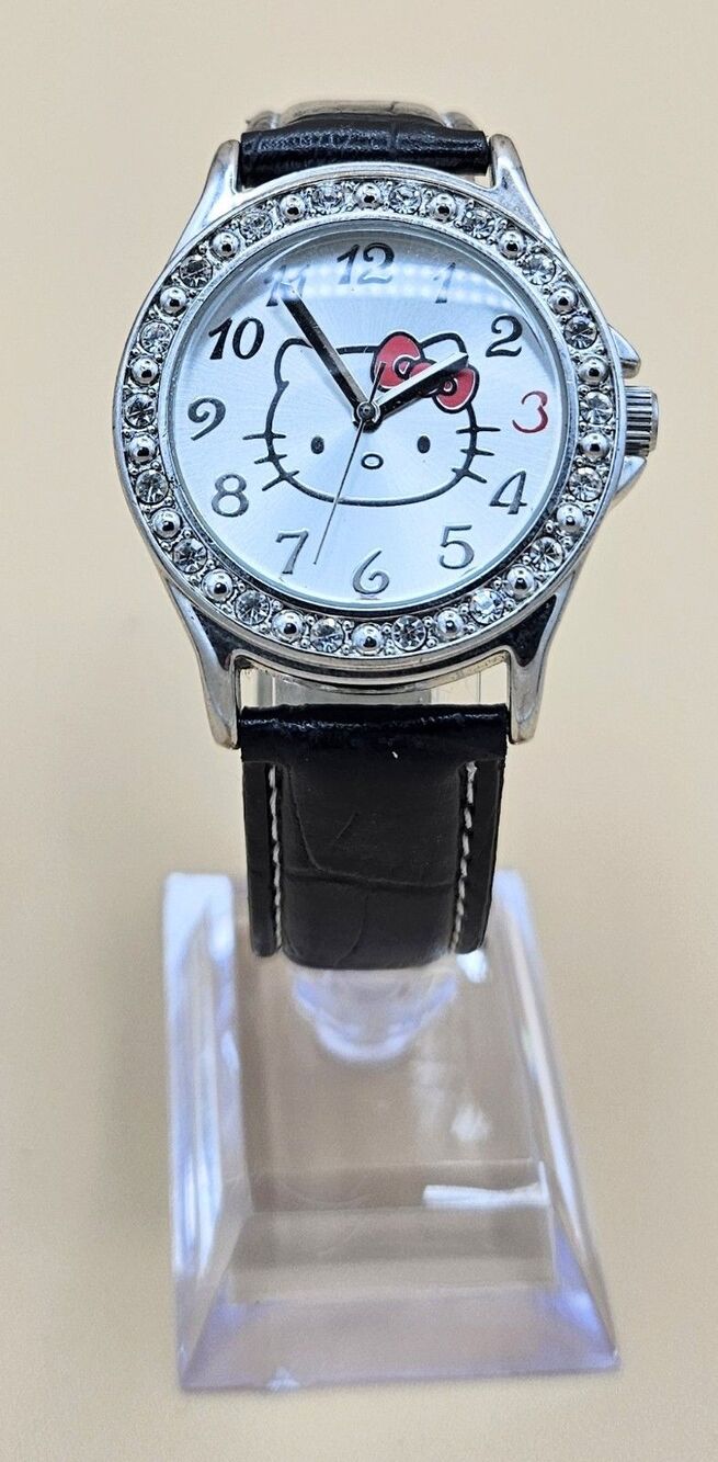 Hello Kitty Watch 1976 2011 Sanrio HK1745 390 PC21 Rhinestone Leather Band